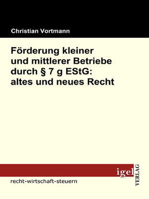 cover image of Förderung kleiner und mittlerer Betriebe durch § 7 g EStG